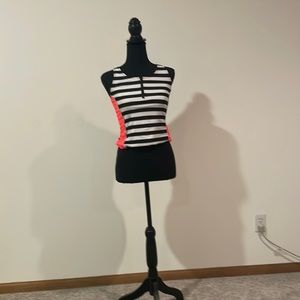 Swim top,Black, white and coral,little ziper,14-16 kids